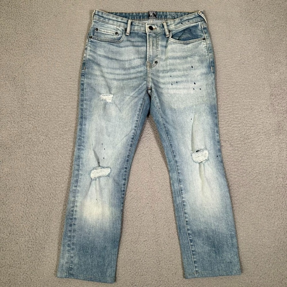 PRPS Jeans Mensβ 31x25 Blue Slim Fit Denim Casual Preppy Logo Short Distressed